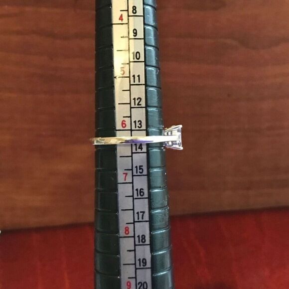 Sterling Silver Ring 18K White Gold Plated Cubic Zirconia Baguette Size 6.25 925 - Picture 2 of 14